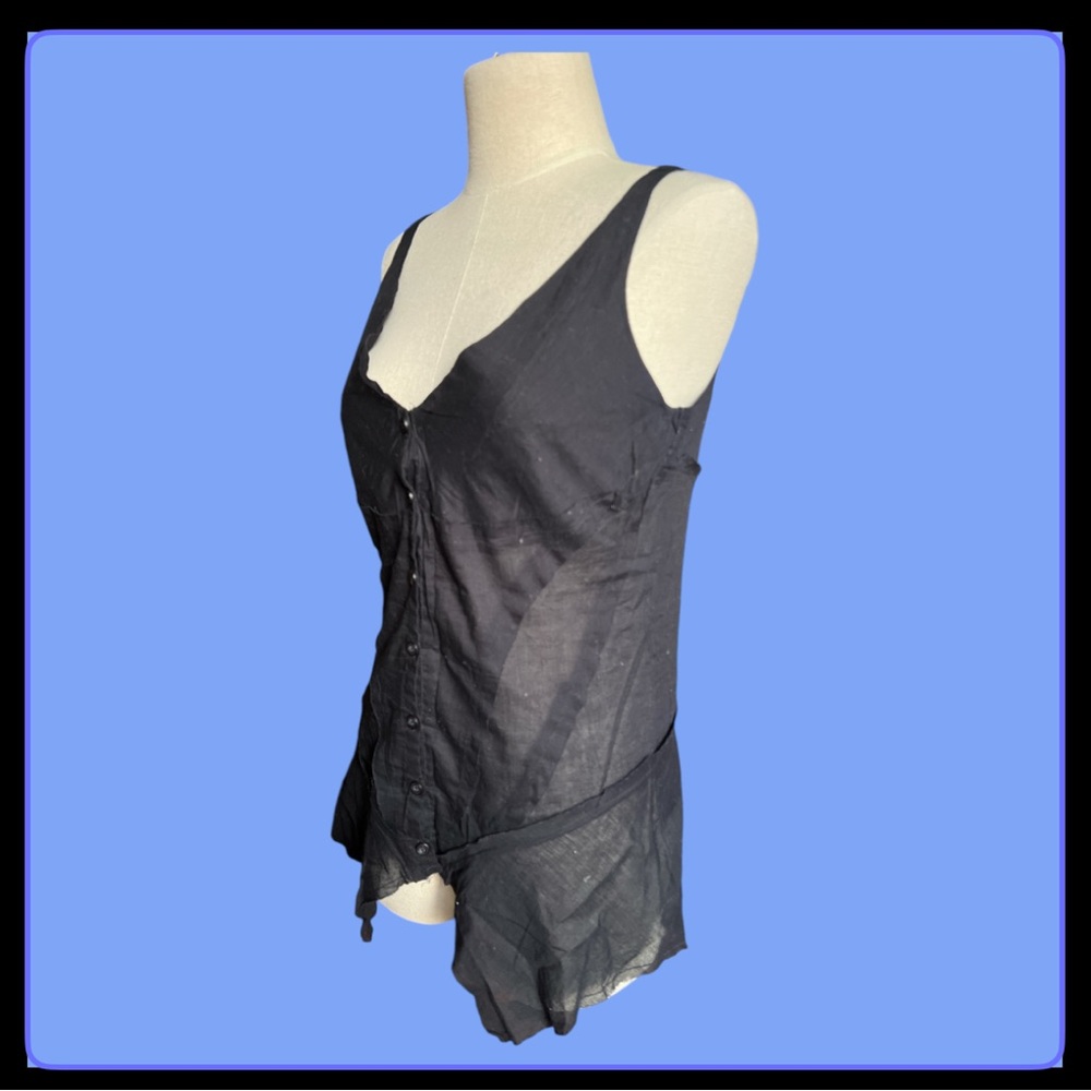 UO Lux sheer handkerchief button up tank